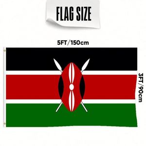 3x5Ft Kenya <b>Flag</b> Polyester With Two Brass Grommets Single Layer Hanging Outdoor and Indoor Deco - Product Image 2