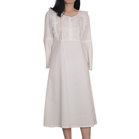 Perle dentelle décoration coton pyjama avec grand Pull coton dames pyjama col rond pull dames Nuisette