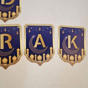 Islamic Muslim <b>Ramadan</b> Party Wall Hanging Decorations Blue Celebration Bunting Eid <b>Mubarak</b> Banner - Product Image 4