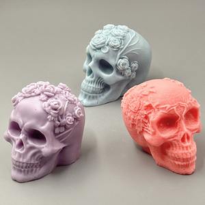 بيع بالجملة جمجمة وردية علاج بالروائح العطرية ديكور هالوين تصميم إبداعي قالب سيليكون - Product Image 3