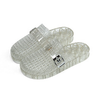Sandal Jelly Wanita Terbaru 2026, Anti Air, Berlubang, Kristal Transparan, Ujung Tertutup, Model Flat, untuk Pantai