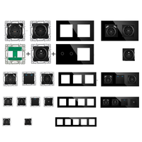 Panneau en verre trempé 10A 250V Interrupteur LED Prise murale européenne/française Module d'interrupteur à capteur DIY (PC) Port USB-C compatible NFC