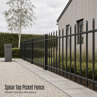 Panneaux de clôture en acier modernes à pointe de lance, clôture métallique pour propriétés résidentielles, commerciales et applications de jardinage