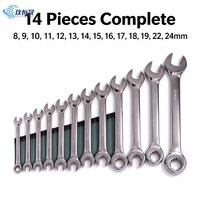 Ensemble de 14 outils à main pour mécanicien automobile, jeu de douilles CR-V de 1/4, 3/8, 1/2 pouce, poignée à cliquet réversible, boîte à outils multi-réparation