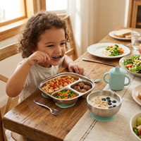 Vaisselle pour enfants en acier inoxydable 304 de qualité alimentaire sans BPA, résistante au lave-vaisselle, assiette antidérapante pour bébé avec ventouse