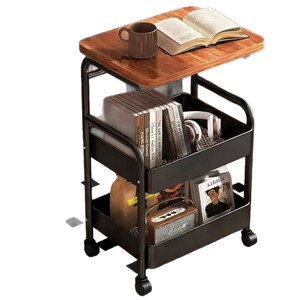 Storage Cart 3 Tier Movable <b>Table</b> <b>With</b> <b>Wheels</b> For Living Room Bedroom Kitchen Multifunctional <b>Side</b> <b>Table</b> - Product Image 4