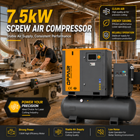 Compresseur d'air à vis silencieux OPPAIR 10HP 7.5kw tout-en-un avec réservoir d'air en acier inoxydable
