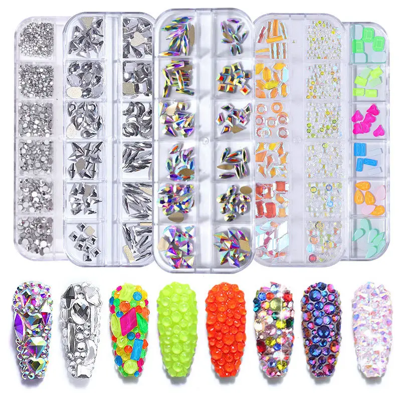 Nar014 pingente de resina para decoração de unhas, pedra de strass grande 3D, acessório de manicure