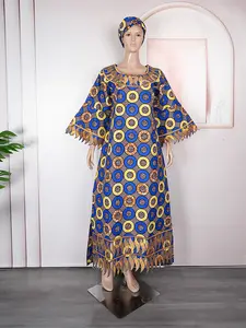 فستان أفريقي مخصص H & D فستان تقليدي من القماش الشمع الصيفي فضفاض بأكمام قصيرة