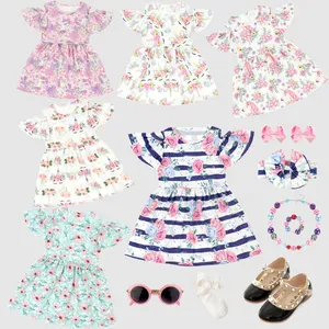 Yiwu yiyuan Garment 2023 baby kid clothing dress for girl 1 to 5 age O-Neck dress support customized design and size