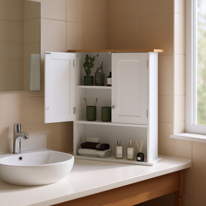 Estante de Pared para Baño, 60x70cm, Madera, Minimalista, de 2 Niveles, Ahorra Espacio - Product Image 2