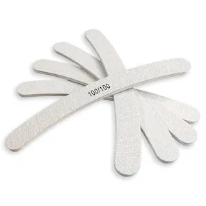 Custom Logo Fingernail File Emery Board Zebra Nail File 100/100 Banana White Nail File