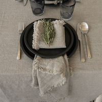 Serviettes en lin réutilisables vintage en gros, faites à la main, bord brut, nappe de table occidentale pour la maison, les mariages et les événements