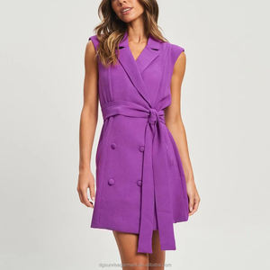 Nuovo arrivo moda donna abbigliamento Summer Blazer Dress elegante senza maniche tinta unita <span class=keywords><strong>Color</strong></span> <span class=keywords><strong>lavanda</strong></span> Blazer Dress Womans - Product Image 1