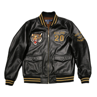 Uniforme de baseball personnalisé, manteaux décontractés en cuir véritable, veste en cuir de vachette brodée avec un tigre, vêtements pour hommes