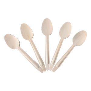 Vork Mes Lepel Wegwerp Bestek van Berkenhout Ecologisch Besteksets Glad Gepolijst Oppervlak Aangepast Logo 165mm Treksterkte - Product Image 3