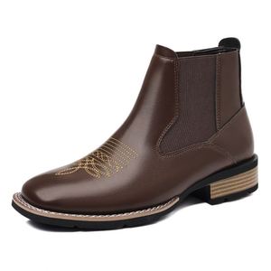 New Arrival Chelsea Boots Embroidered Slip-on Leather Boots for Men - Product Image 5