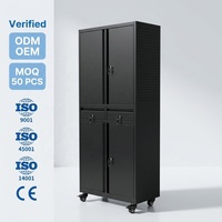 Système de rangement d'outils de garage tout-en-un, armoire métallique roulante à 4 portes et 2 tiroirs, unité mobile robuste avec serrure à clé, écologique