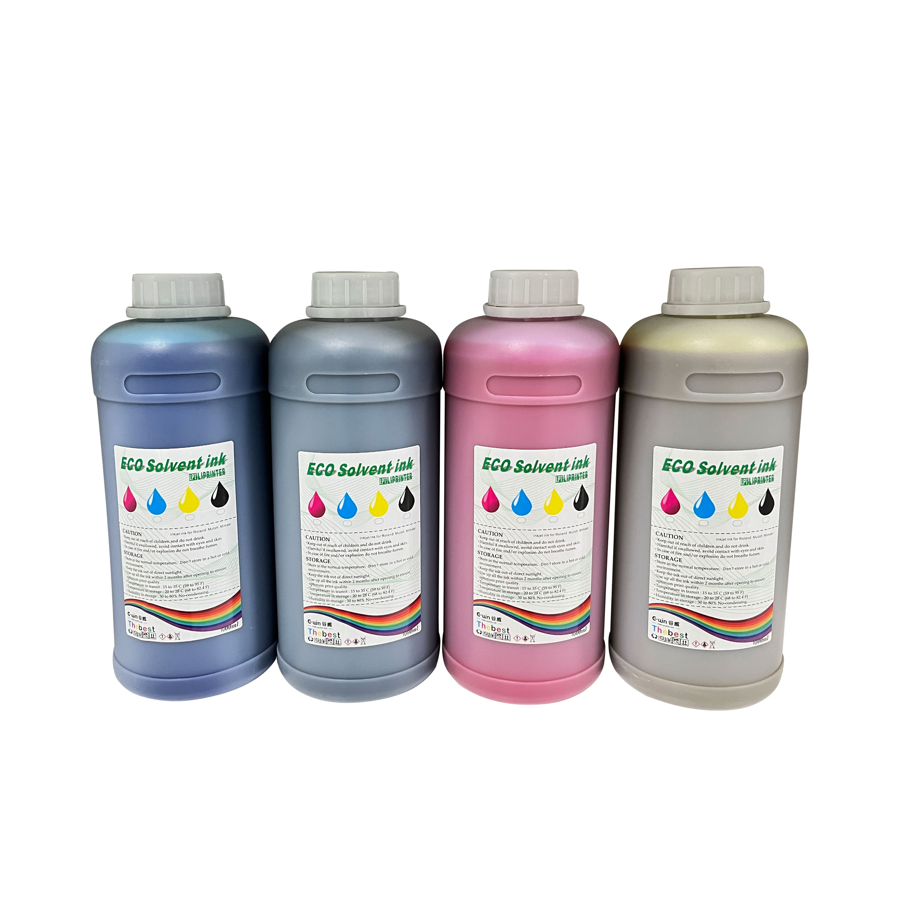 Gwin 1000ml Eco-Solvent Ink High Quality 4 Color CMYK for Inkjet Printer to Use