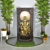 Haute qualité grand Feng Shui religieux extérieur eau caractéristique fontaine résine assis éléphant hindou bouddha Ganesha artificiel