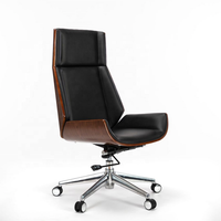 Chaise de bureau pivotante de luxe moderne en contreplaqué avec fonction de réglage de la hauteur et base métallique pour bureau à domicile