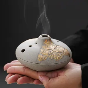 佛教寺庙提供陶瓷香炉装饰家居客厅卧室莲花风格室内香炉禅香炉