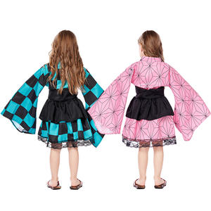 Costume di Halloween più Popolare, Abbigliamento Anime <span class=keywords><strong>Demon</strong></span> <span class=keywords><strong>Slayer</strong></span>, Nuovo Design Kimono Diviso Kamado Nezuko per Bambine - Product Image 5