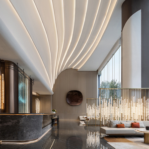 Pantalla de partición de cristal de gama alta, lámpara de pie, Vestíbulo de Hotel, escalera, recepción, área de negociación, lámpara colgante - Product Image 5