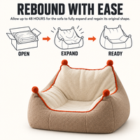 Canapé pouf en peluche compressé, siège lounge rond, confortable, pour appartement et salon