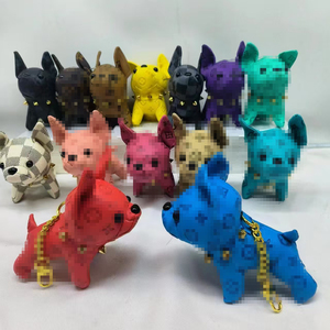 Phong Cách Mới 3D Bulldog Chuỗi Mặt Dây Chuyền Phụ Kiện Sang Trọng Phụ Nữ Da Keychain Logo In Túi Xách Keychain Con Chó Keychain - Product Image 1