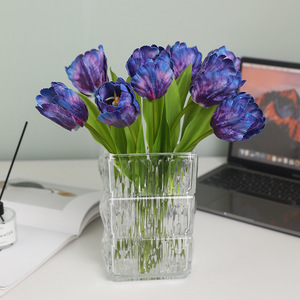 Tulipe artificielle Ruilisi à tige unique en plastique et soie, fleur pour mariage et décoration intérieure, couleur bleu violet - Product Image 1
