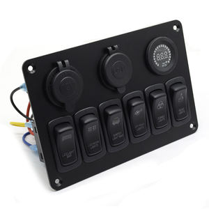 Dc 12V 24V 6 Gang Marine Boat 4.2A Dual USB Car Charger color voltímetro Aluminio push ON OFF Switch Panel - Product Image 3