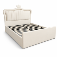 Lit de luxe avec cadre LED et tête de lit capitonnée en cuir, ottoman de rangement à vérin à gaz, taille et couleur personnalisables, vente en gros directe usine OEM