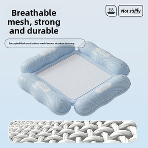 Cama Flotante Inflable de PVC para Niños con Diseño de Rayas de Malla, Tumbona Flotante Plegable, Flotador Inflable Transfronterizo - Product Image 6