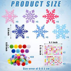 <span class=keywords><strong>Kit</strong></span> d'activités créatives flocons de neige DIY pour enfants – Créez vos propres autocollants et pompons flocons de neige pour l'hiver - Product Image 2