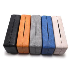 Étui à lunettes Conchen rectangulaire en cuir, portable et protecteur, pour lunettes, bleu, orange, beige, gris - Product Image 3