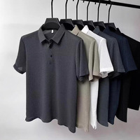 Nouveau T-shirt Polo d'été pour homme à manches courtes ajouré en soie glacée respirante, style professionnel, vêtements de marque pour homme