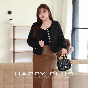 Chaqueta de Tweed Happy Plus N9051 Color Negro Obsidiana para Mujer, Grosor Medio, Color Sólido, Tejido de Poliéster - Product Image 1