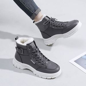 Botas de Nieve para Mujer, Otoño-Invierno 2022, Nuevas, de Cuero con Forro de Terciopelo, Caña Corta - Product Image 3