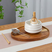 Service à thé en céramique créatif de style japonais, bol à matcha et pointe avec logo personnalisé blanc simple pour accessoires de café