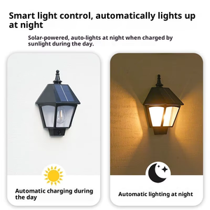 Lampada <span class=keywords><strong>Solare</strong></span> da Parete per Esterni IP65 <span class=keywords><strong>con</strong></span> LED Bianco Caldo, <span class=keywords><strong>Pannello</strong></span> <span class=keywords><strong>Solare</strong></span> Monocristallino Dimmerabile per Giardino - Product Image 2