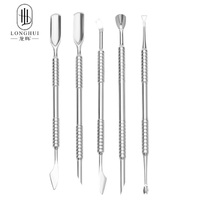 Longhui Lime à ongles double face en acier inoxydable, à biseau, sécurisée, pour l'exfoliation et l'élimination des cuticules, outil de ponçage de surface robuste