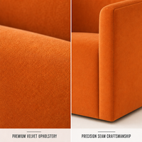 Fauteuil en velours orange, chaise à dossier incurvé pour salon, hôtel, sur mesure OEM ODM