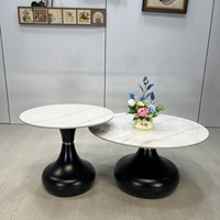 Table basse ronde en acier minimaliste moderne pour le salon, avec tiroir, meubles en bois avec table d'appoint