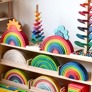 Runwood Rainbow Music Tree: <span class=keywords><strong>Blocchi</strong></span> di Costruzione <span class=keywords><strong>in</strong></span> <span class=keywords><strong>Legno</strong></span> Rotanti e Impilabili, Giocattoli Educativi Colorati Fai-da-Te per Bambini - Product Image 3