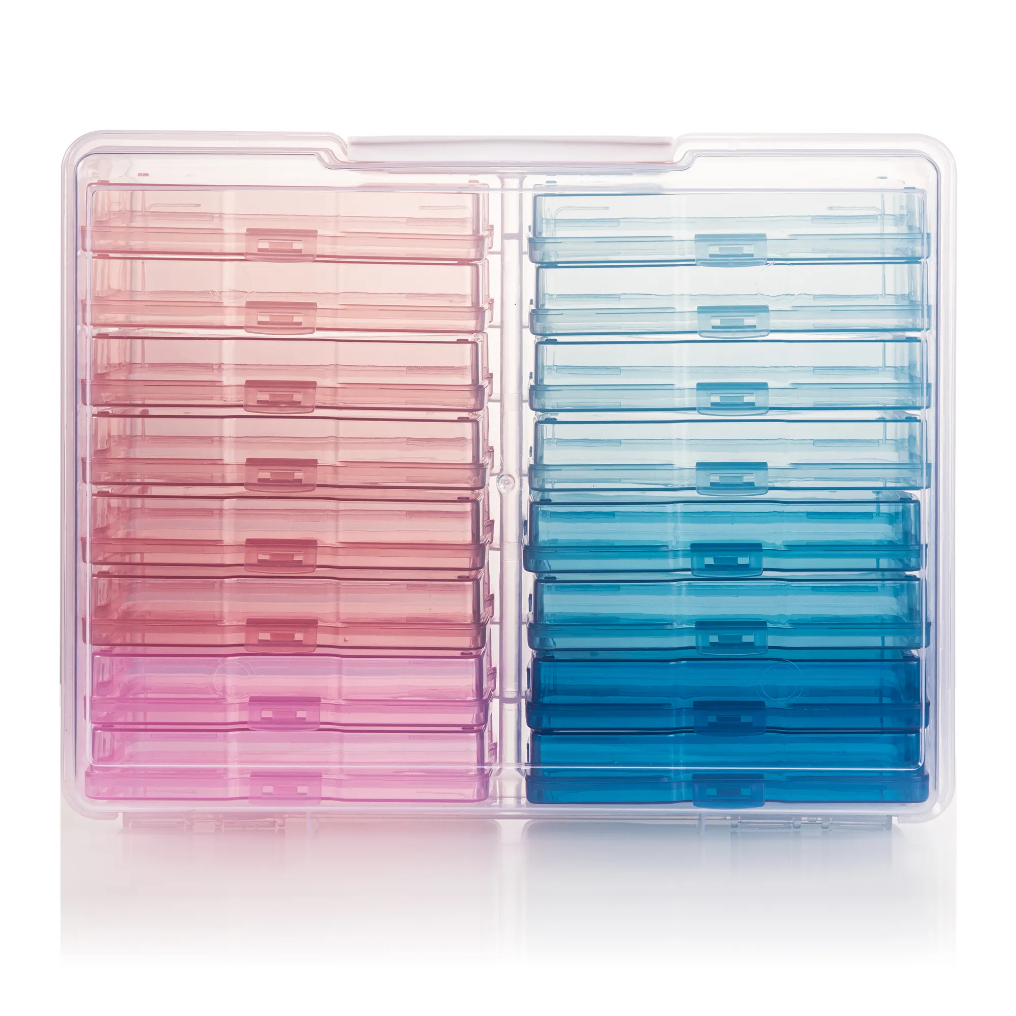 29514 Multifunctional plastic storage box contains 16 storage boxes for photos, cards, and stationery storage