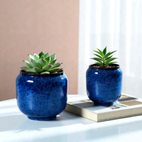 Ventes en gros de pots à bonsaï en céramique durables, petits pots en porcelaine à glaçure bleue de différentes tailles, pour la maison, le jardin, les fleurs et les plantes