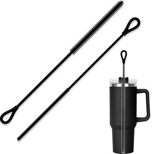 Extra <b>Long</b> Silicone Straw Cleaner Brush Reusable Straw Brush for Cleaning 8-10mm Straws Soft and Bendable Anti Slip <b>Handle</b> - Product Image 6