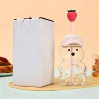 Tasse en verre ours en peluche très prisée pour les fêtes, avec couvercle, un cadeau d'anniversaire très attrayant