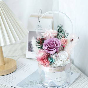 <span class=keywords><strong>Panier</strong></span> à fleurs circulaire de poche en acrylique Boîte à fleurs transparente haut de gamme <span class=keywords><strong>Panier</strong></span> à fleurs éternel portable pour offrir en <span class=keywords><strong>cadeau</strong></span> - Product Image 2